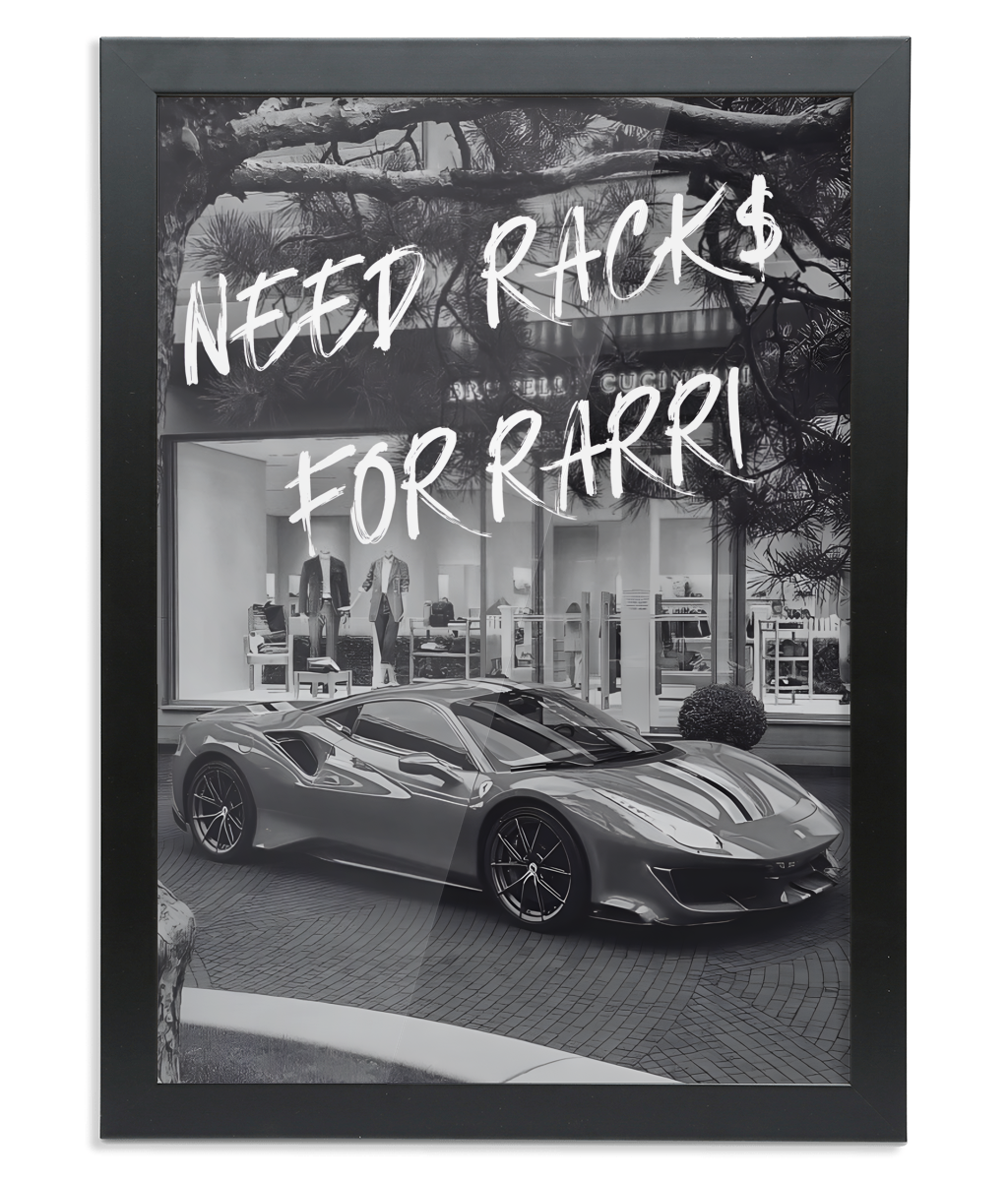 "RACK$ FOR RARRI 1" A2 Framed Art Print